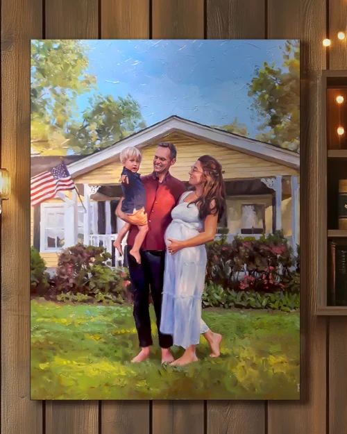 Custom Patriotic Family Portrait On Canvas